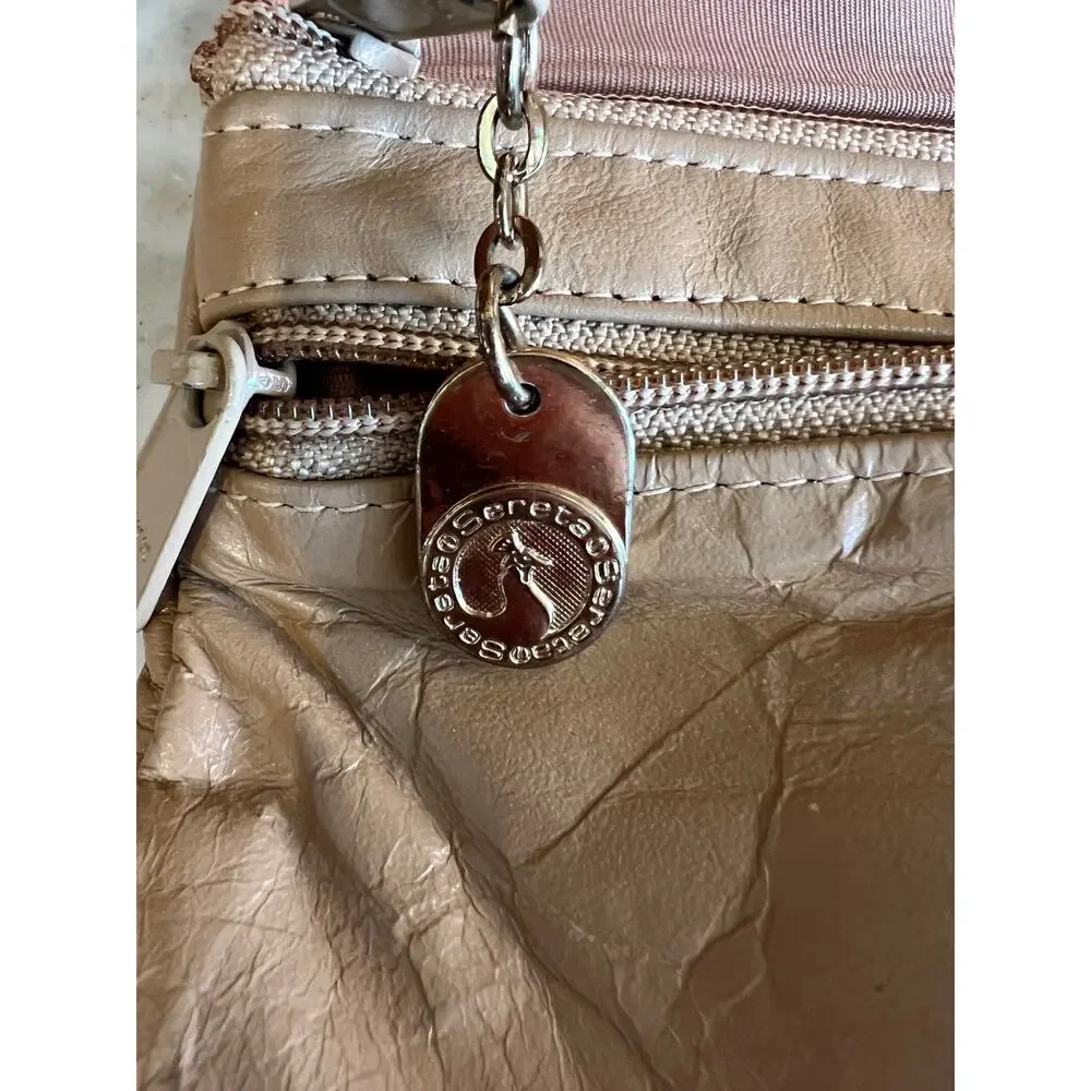 Vintage 70s Sereta Leather Fold Over Clutch Bag Tan